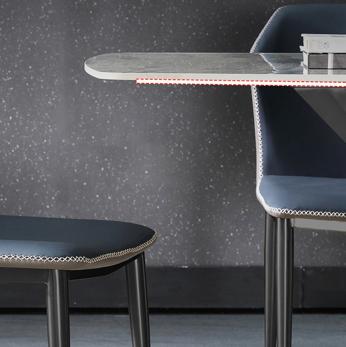 Contemporary Gray Standard Dining Set Rectangle Shape Sintered Stone Dining Set for Kitchen