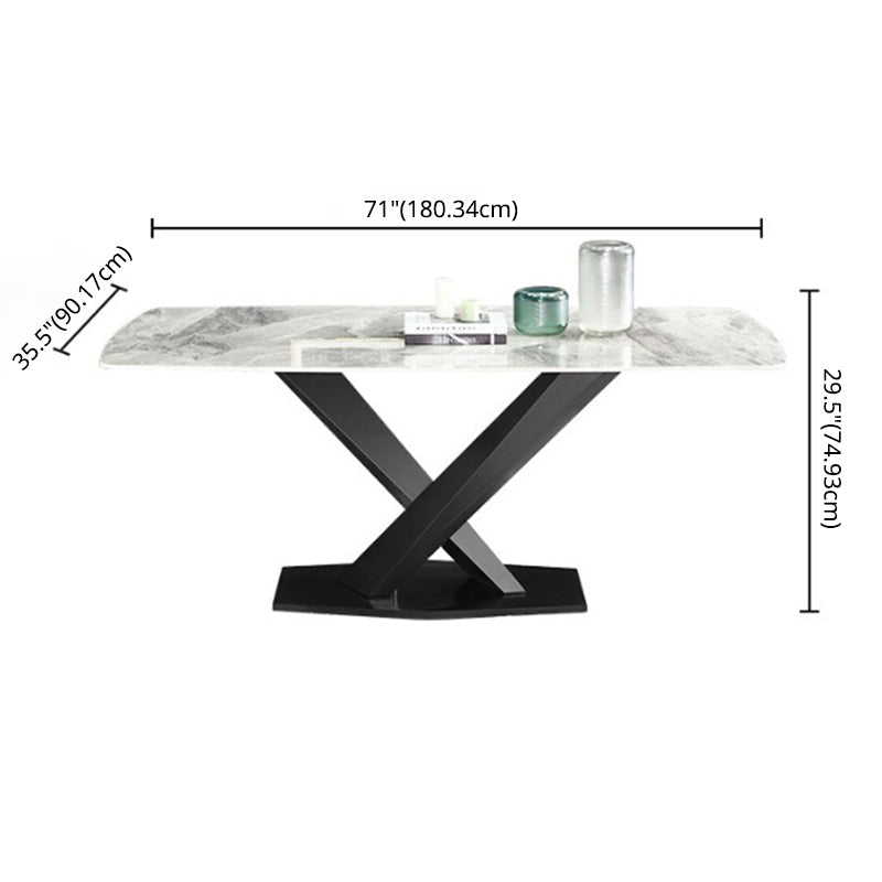 Conjunto de comedor estándar gris contemporáneo forma rectangular de piedra sinterizada juego de comidas para cocina