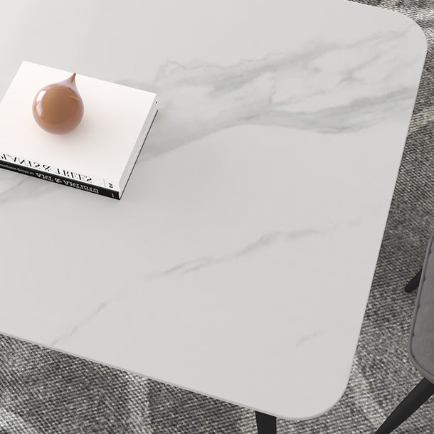 Contemporary Sintered Stone Top Stand Rectangular Dining Set White Standard Dining Set for Kitchen