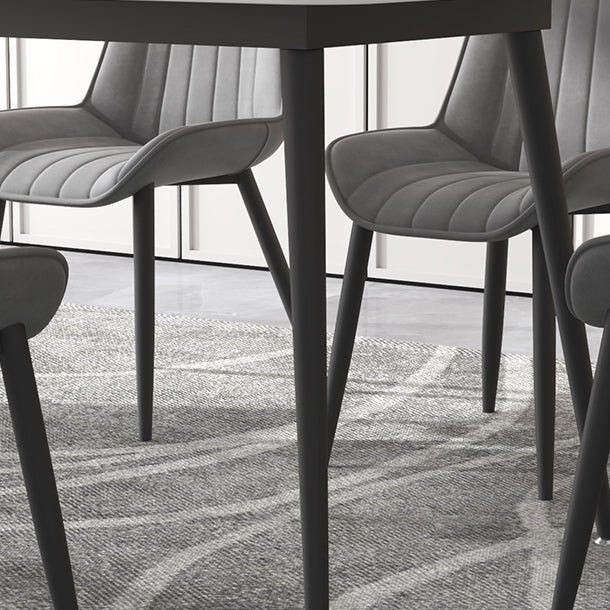 Contemporary Sintered Stone Top Stand Rectangular Dining Set White Standard Dining Set for Kitchen