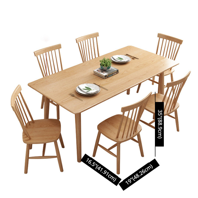 Modern Solid Wood Standard Dining Set Natural for Kitchen Dining Set with 4 Legs Base