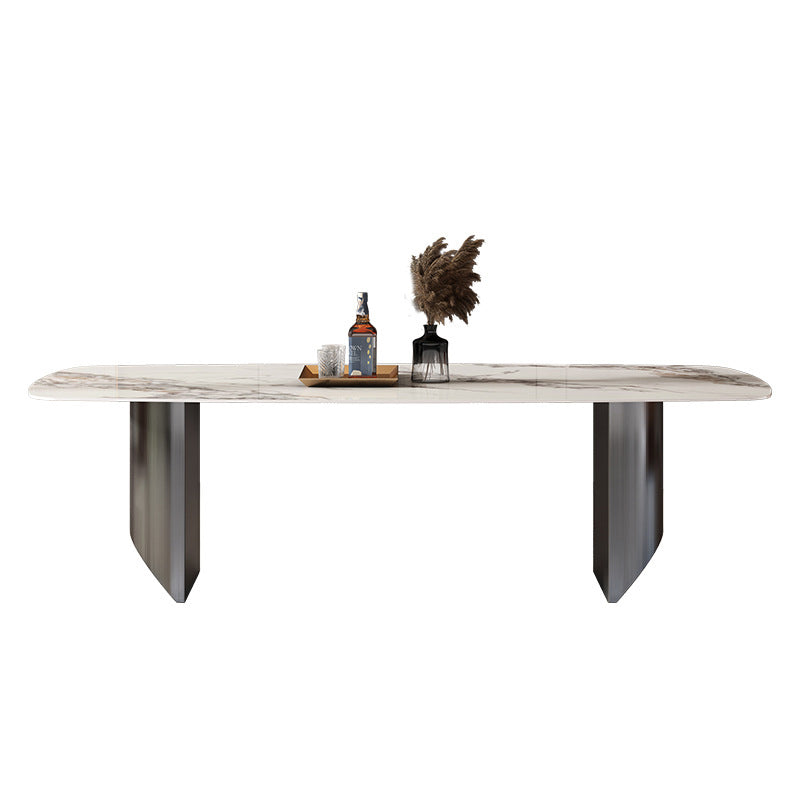 Modern Sintered Stone Top for Kitchen Dining Set Rectangle Standard Dining Set in White