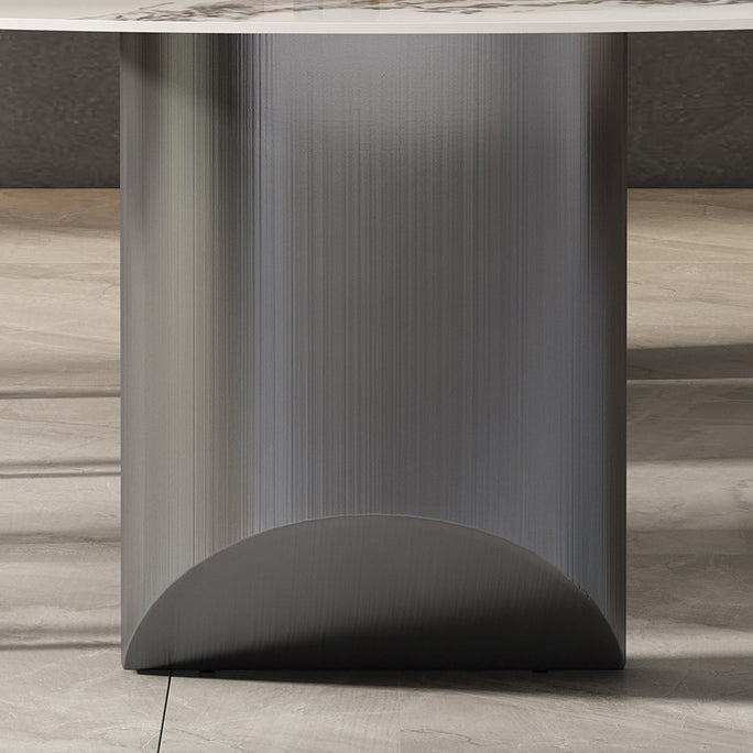 Modern Sintered Stone Top for Kitchen Dining Set Rectangle Standard Dining Set in White