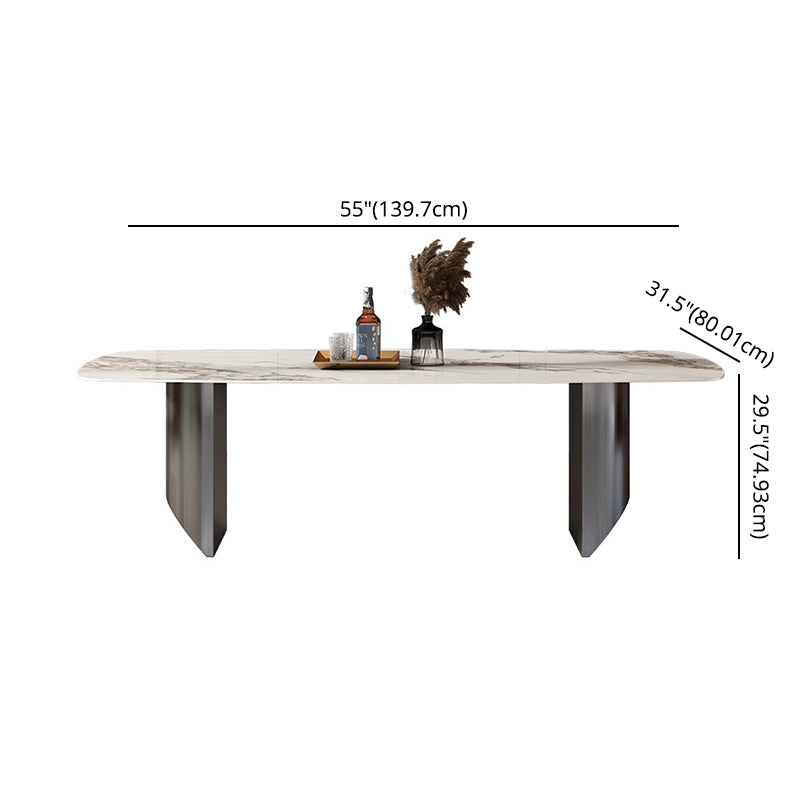 Modern Sintered Stone Top for Kitchen Dining Set Rectangle Standard Dining Set in White