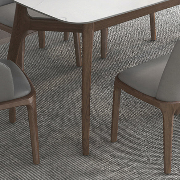 Modern Dining Table Set Sintered Stone Dining Table Rectangular Dining Table with Solid Wood Base