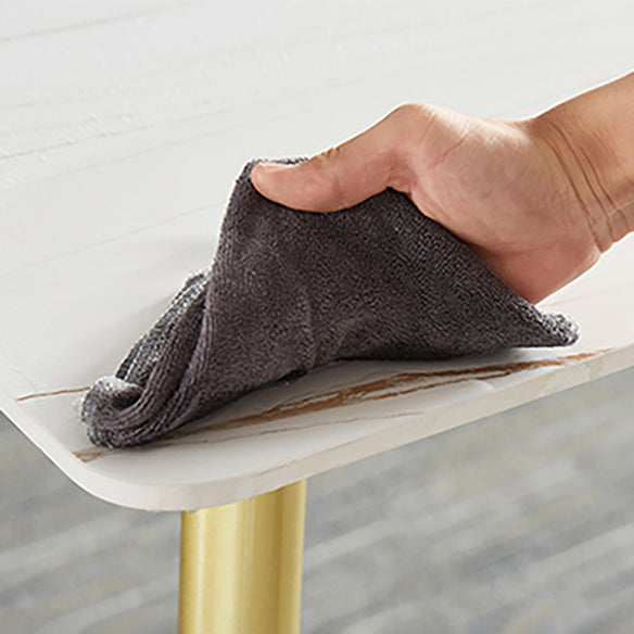 Juego de comedor escandinavo rectangular Juego de muebles de comedor de piedra sinterizada con base metálica