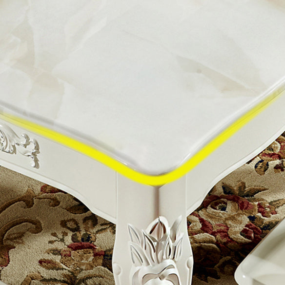 Nordic Sintered Stone Top Dining Set with 4 White Solid Wood Legs for Dining Furniture