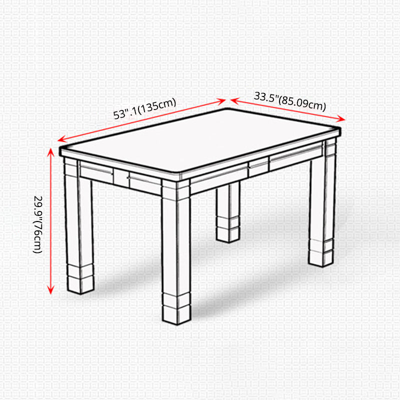 Traditional Solid Wood Rectangle Shape Dining Furniture 4 Wood Legs Table Formal for Home