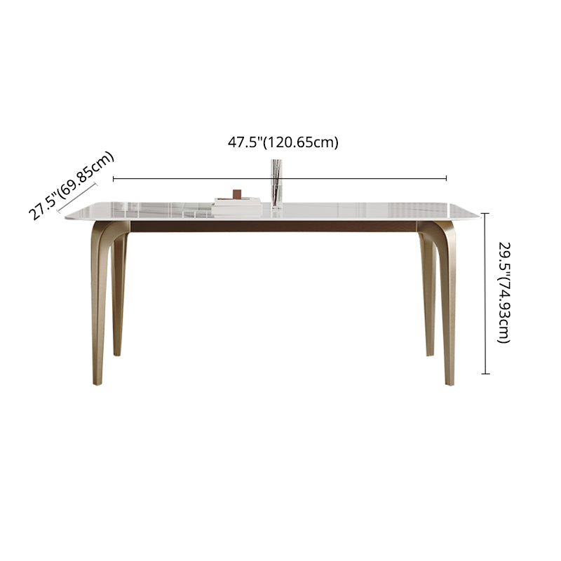 Modern Sintered Stone Table Set of 5/7 with Rectangle Table Dining Set with PU Leather  Chairs