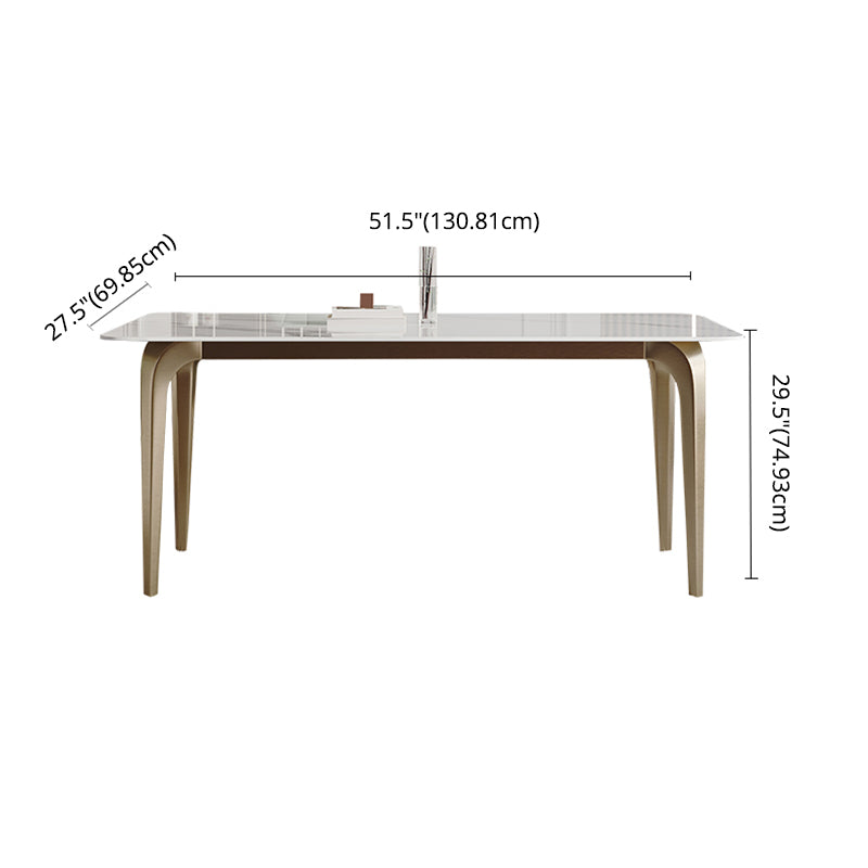 Modern Sintered Stone Table Set of 5/7 with Rectangle Table Dining Set with PU Leather  Chairs