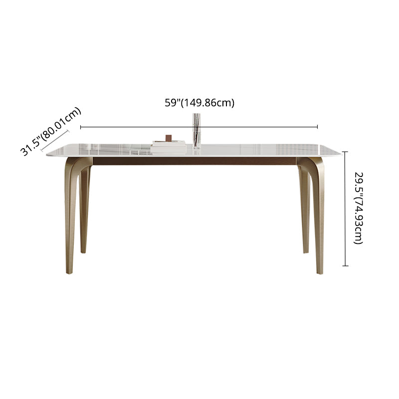 Modern Sintered Stone Table Set of 5/7 with Rectangle Table Dining Set with PU Leather  Chairs
