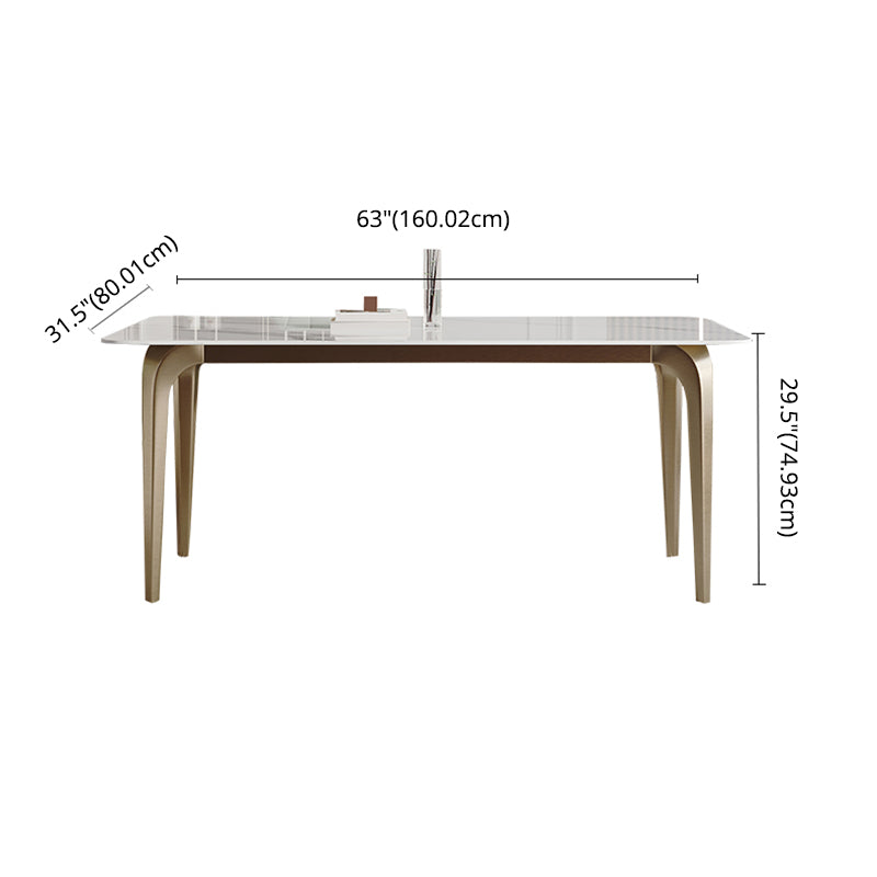Modern Sintered Stone Table Set of 5/7 with Rectangle Table Dining Set with PU Leather  Chairs