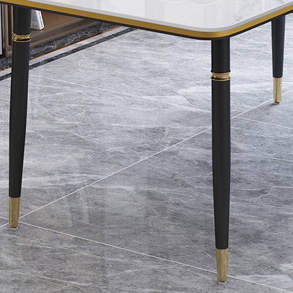 Modern Sintered Stone Table Set of 5/7 with Rectangle Table Dining Set with PU Leather  Chairs