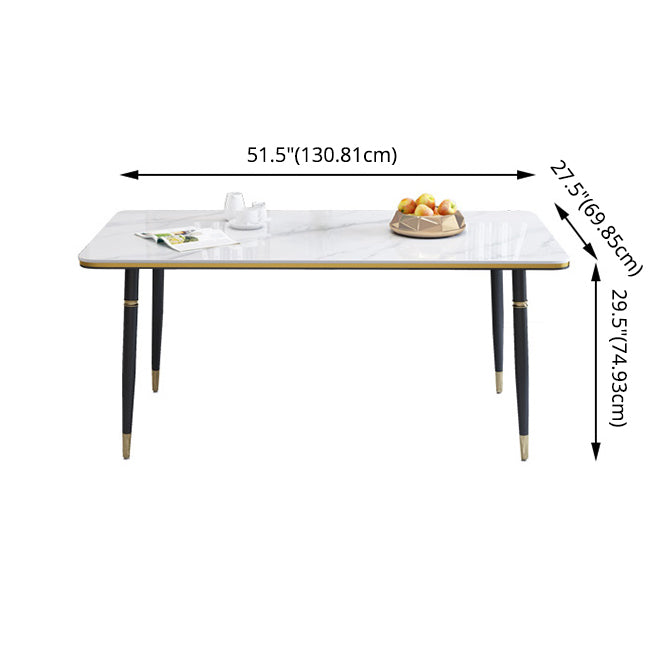 Modern Sintered Stone Table Set of 5/7 with Rectangle Table Dining Set with PU Leather  Chairs