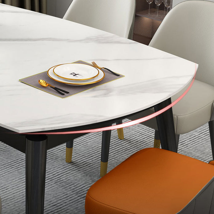 Modern Style Sintered Stone White Dining¬†Room¬†Set with Round Table Dining Table Furniture