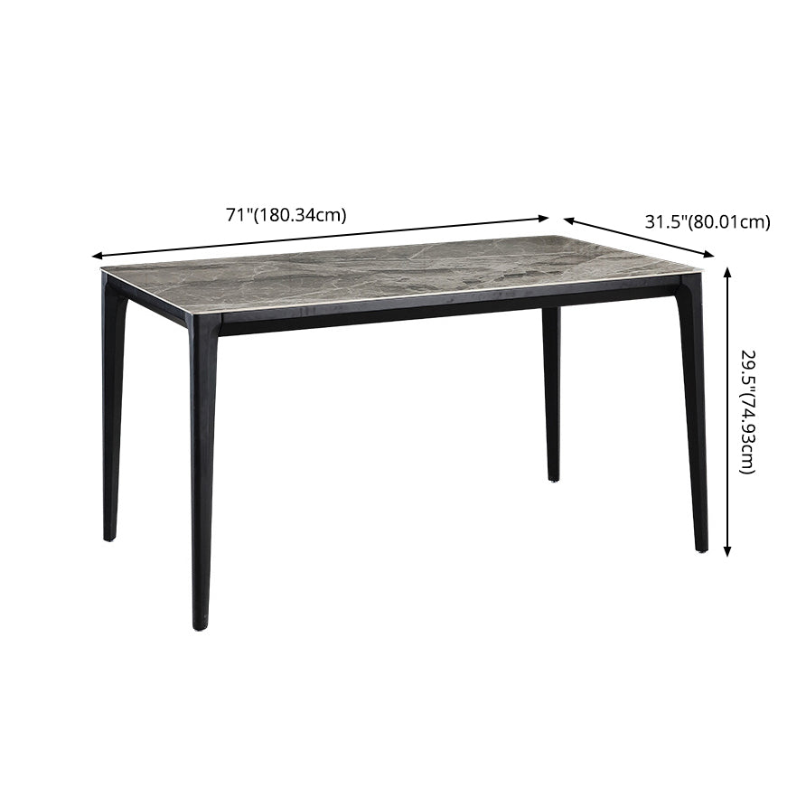 Minimalist Sintered Stone Table Set with Rectangular Table and Upholstered Chairs