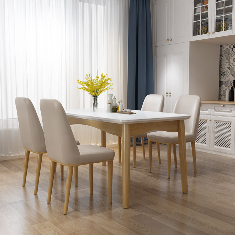 Moderner gesinterter Steintisch -Set 5/7 mit Rechtecktisch Essset mit Lederstühlen