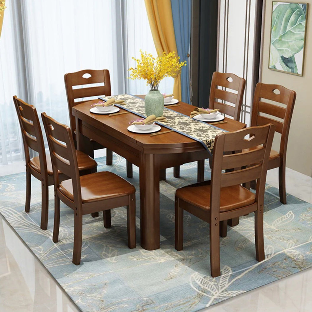 Standard Solid Wood Top Dining Set with 4 Dark Brown Wood Legs for Dining Furniture