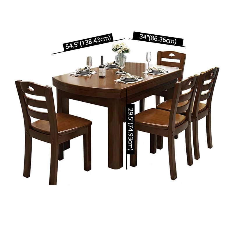 Standard Solid Wood Top Dining Set with 4 Dark Brown Wood Legs for Dining Furniture