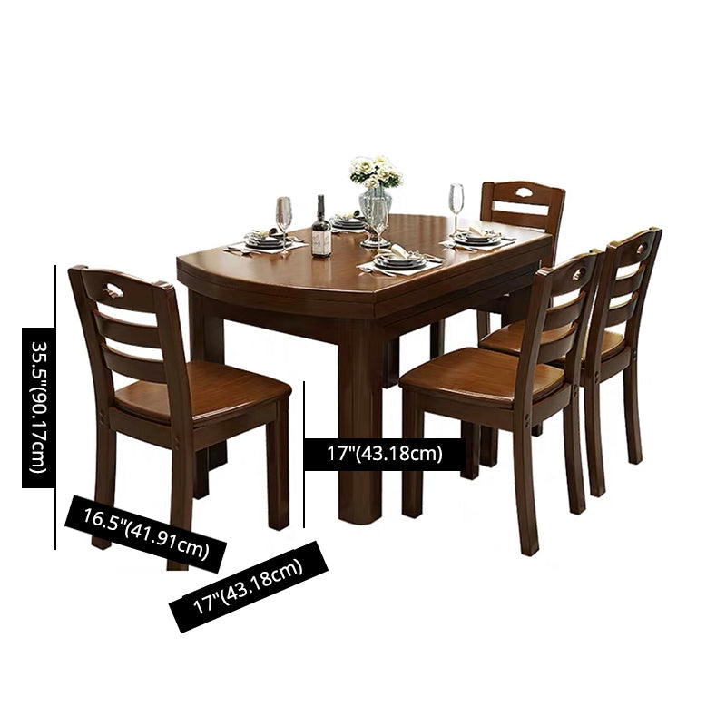 Standard Solid Wood Top Dining Set with 4 Dark Brown Wood Legs for Dining Furniture