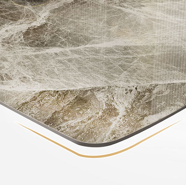 Modern Sintered Stone Table Set of 5/7 with Rectangle Table Dining Set with PU Leather  Chairs