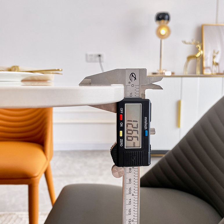 Zeitgenössischer Esssatz Metallrahmen Rechteck weißer Schiefer -Esstisch für Zuhause