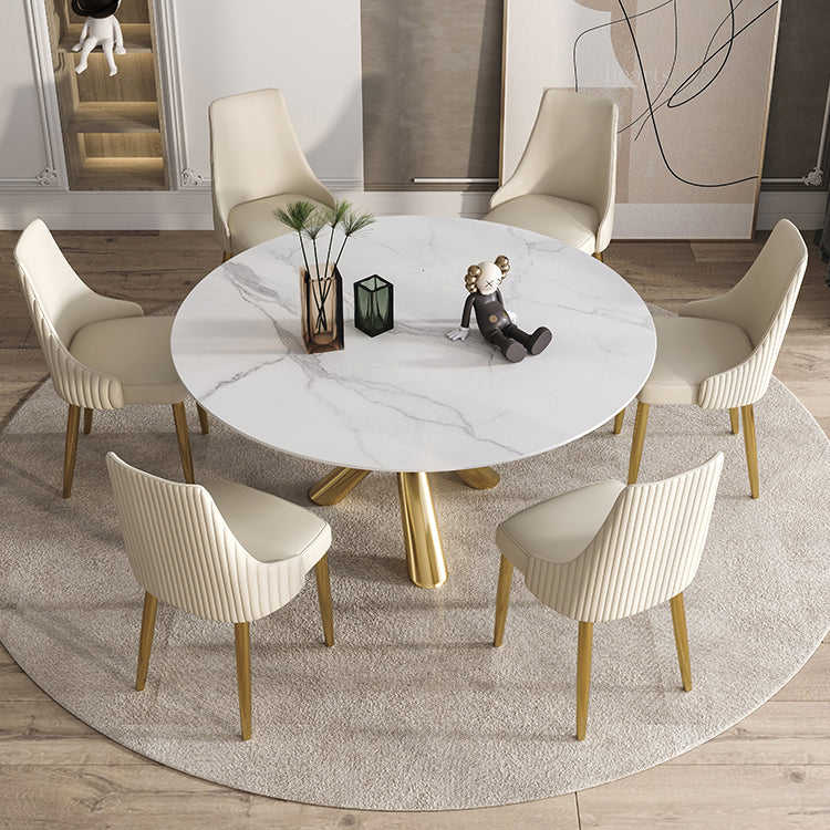 Contemporary Fixed Dining Room Table Set Sintered Stone Top Dining Table Furniture