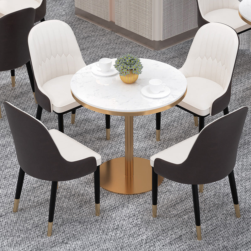 Modern Sintered Stone White Dining Room Set with Round Table Formal Dining Table Furniture