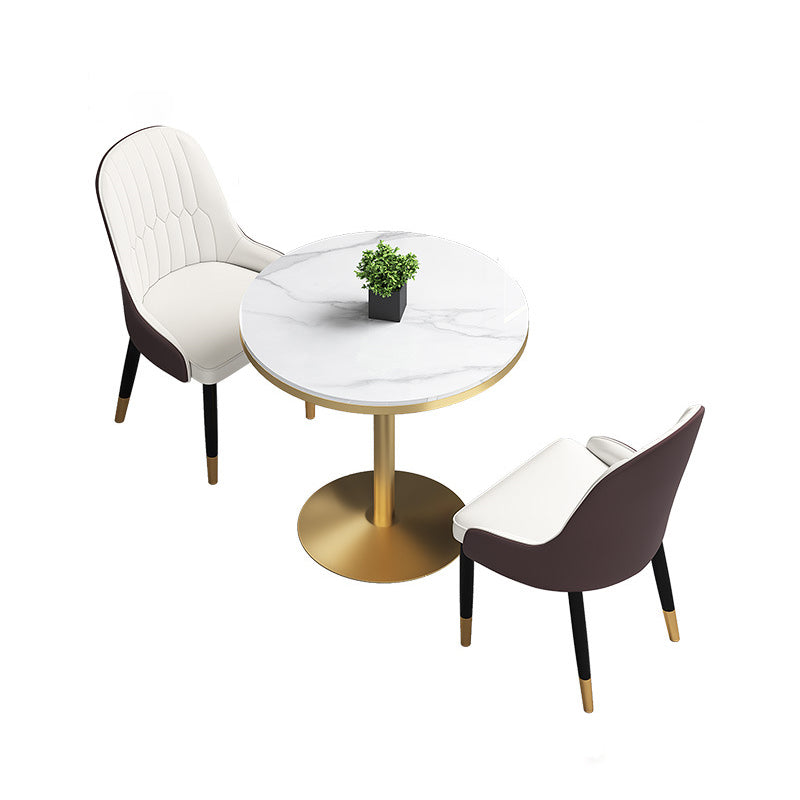 Modern Sintered Stone White Dining Room Set with Round Table Formal Dining Table Furniture