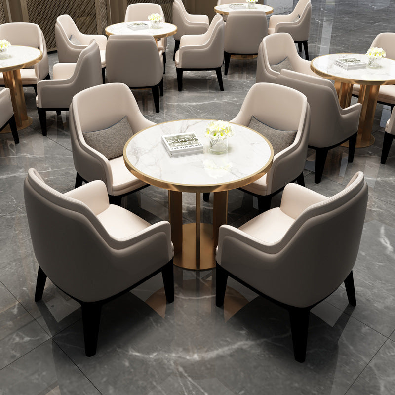 Modern Sintered Stone Dining RoomSet with Round Table and Metal Base Dining Table Furniture