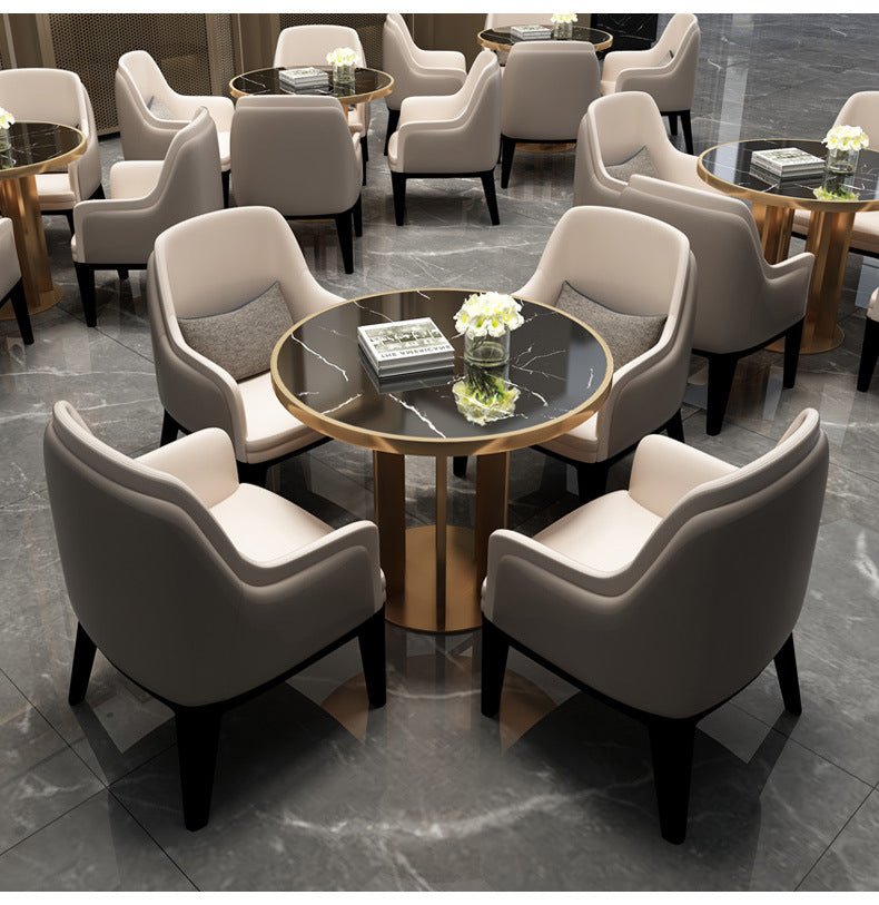 Modern Sintered Stone Dining RoomSet with Round Table and Metal Base Dining Table Furniture
