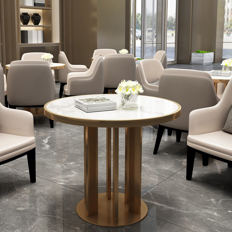 Modern Sintered Stone Dining RoomSet with Round Table and Metal Base Dining Table Furniture