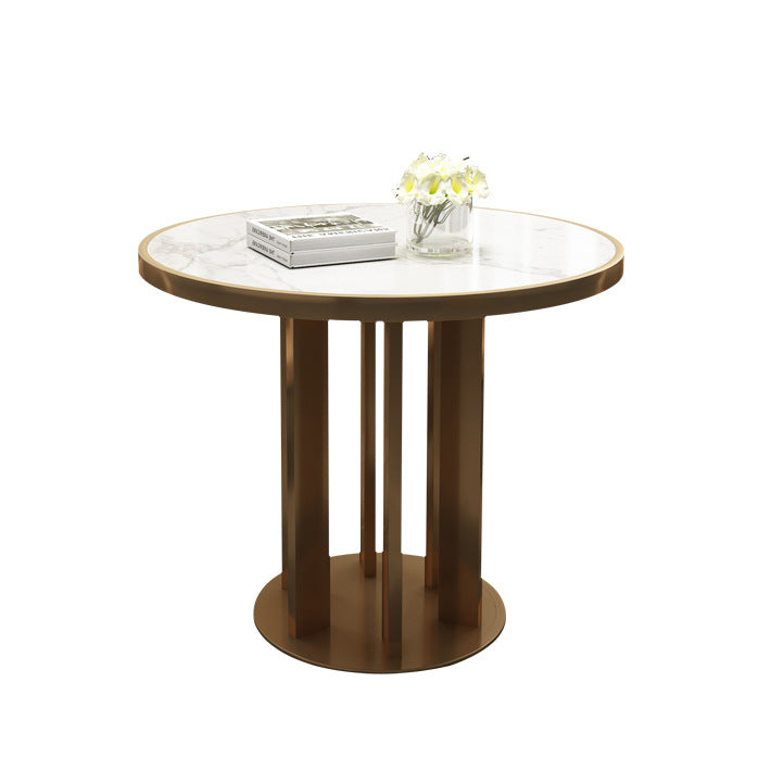 Modern Sintered Stone Dining RoomSet with Round Table and Metal Base Dining Table Furniture