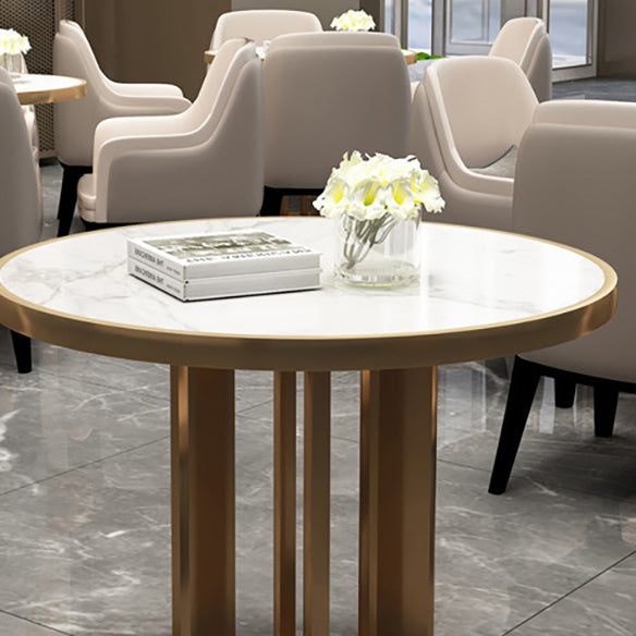 Modern Sintered Stone Dining RoomSet with Round Table and Metal Base Dining Table Furniture