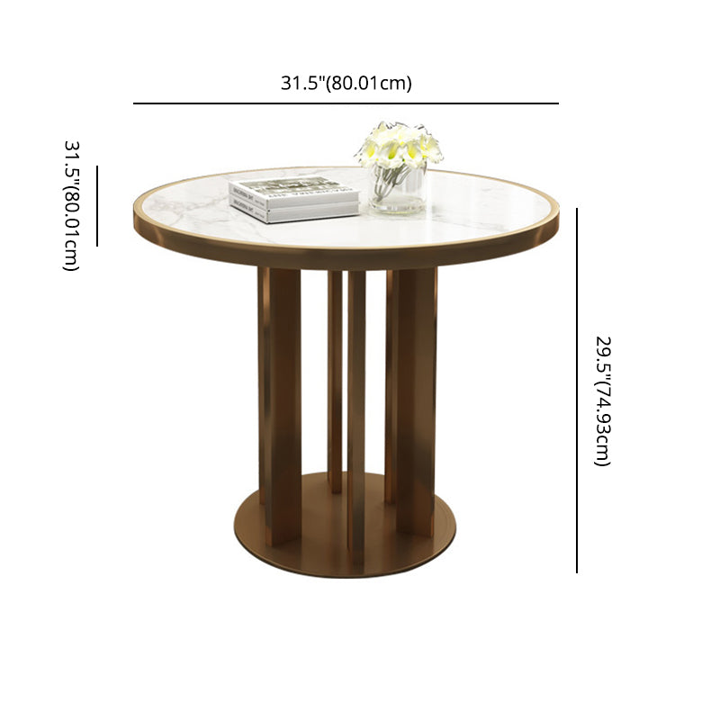 Modern Sintered Stone Dining RoomSet with Round Table and Metal Base Dining Table Furniture
