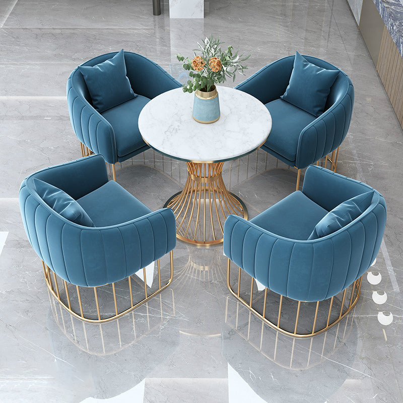 Scandinavian Style Sintered Stone Top Dining Sets with Round Table Dining Room Set for Dining Room