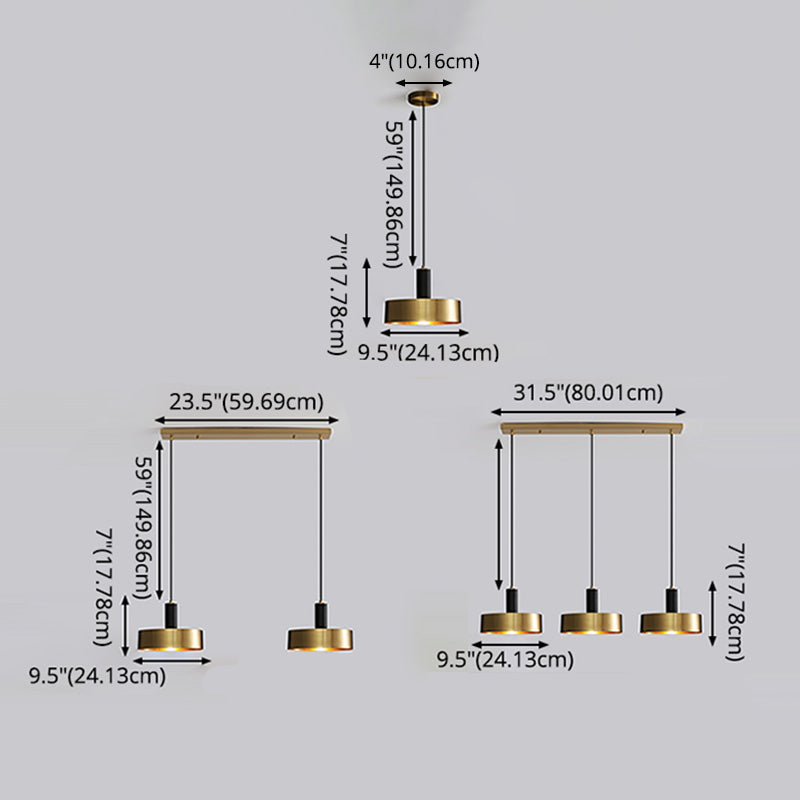 Simple Style Drum-Shaped Pendant Light Fixture Metal Bedroom Hanging Light Fixture