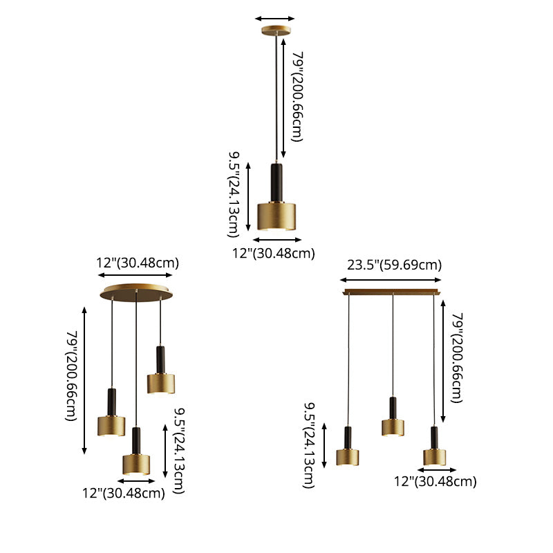 Contemporary Pendant Light Kit Gold Shaded Hanging Ceiling Light with Metal Shade