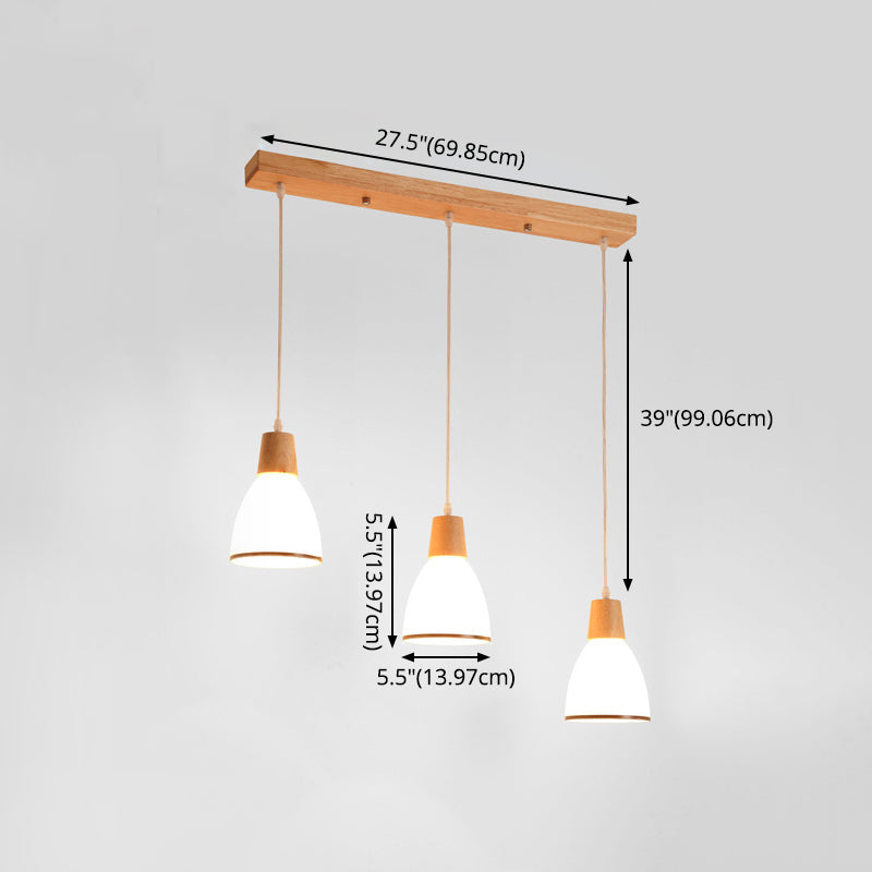 White Shaded Pendant Lighting Fixture Nordic Wooden Ceiling Pendant Light for Bedroom