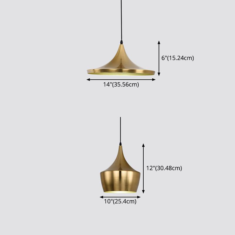 Lumière de plafond suspendu ombragée Simple Metal Gold Pendant Lightture pour salle à manger