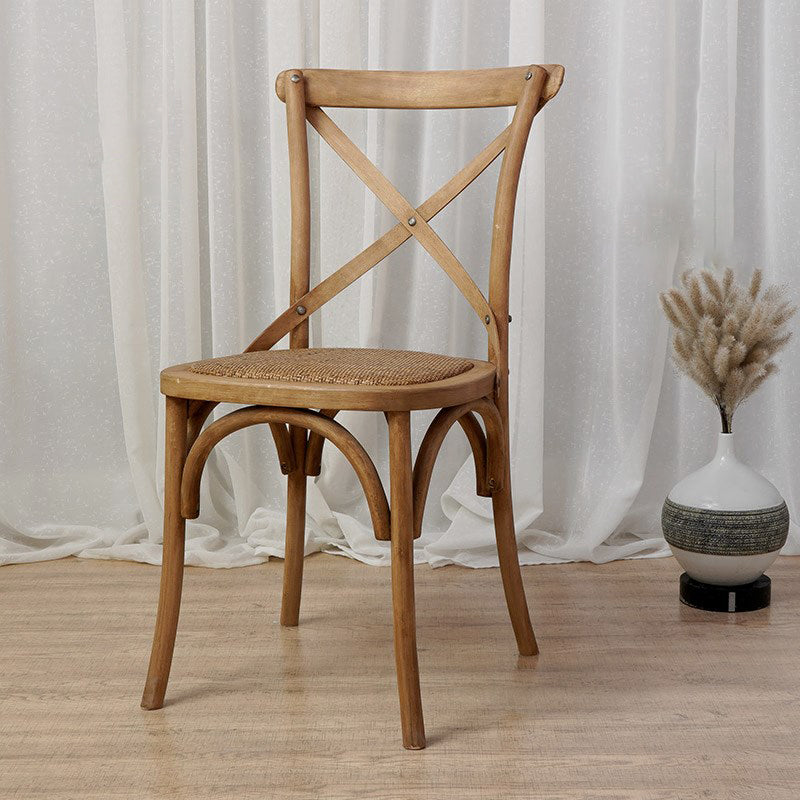 Chaises de salle à manger traditionnelles en bois massif, finition mate, chaise latérale à dossier croisé