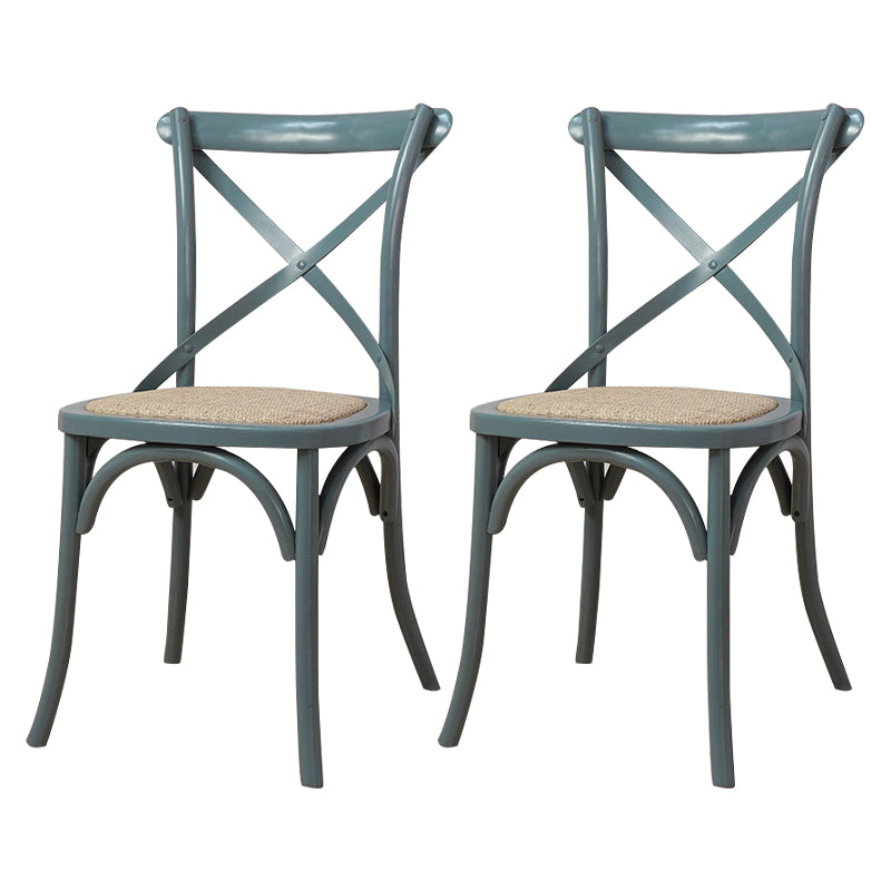 Chaises de salle à manger traditionnelles en bois massif, finition mate, chaise latérale à dossier croisé