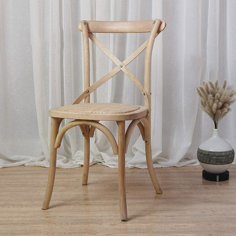 Chaises de salle à manger traditionnelles en bois massif, finition mate, chaise latérale à dossier croisé