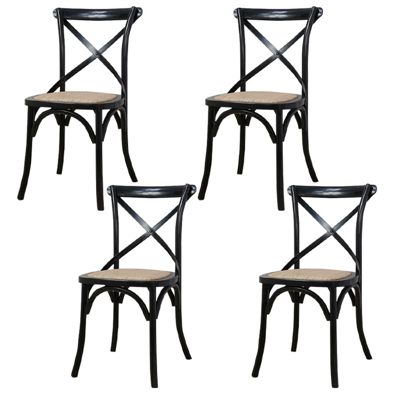 Chaises de salle à manger traditionnelles en bois massif, finition mate, chaise latérale à dossier croisé