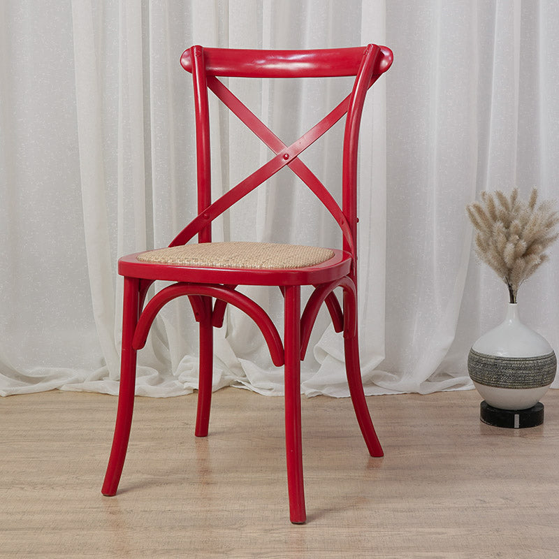 Chaises de salle à manger traditionnelles en bois massif, finition mate, chaise latérale à dossier croisé