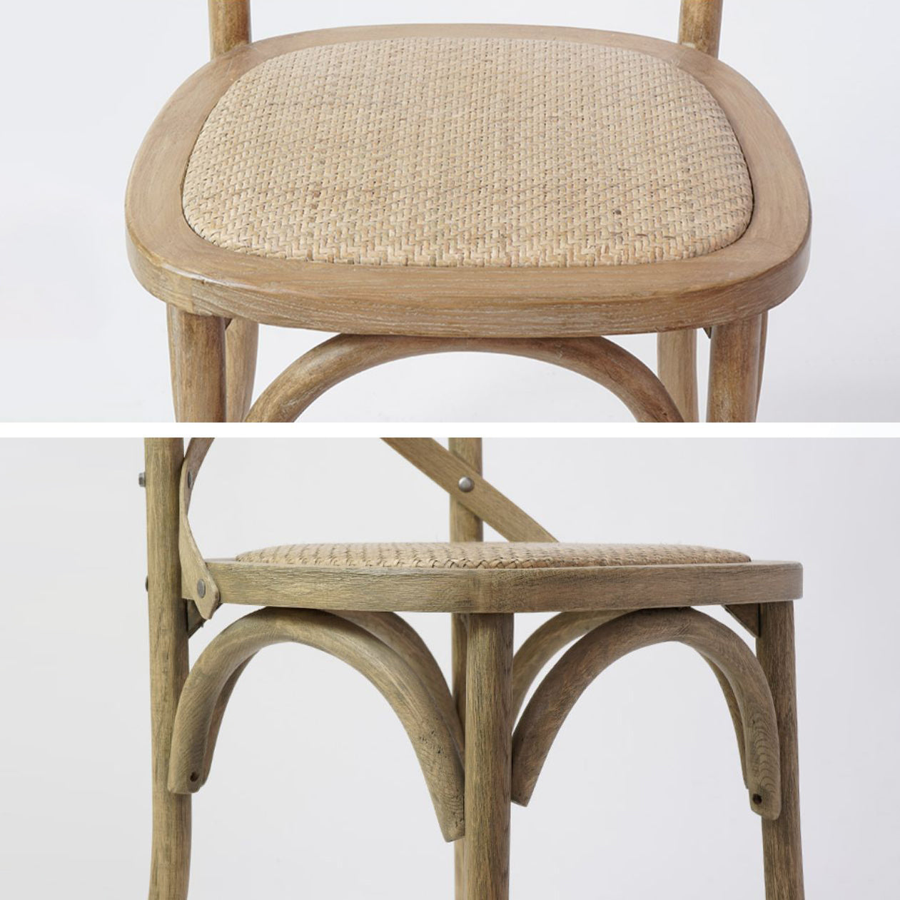 Chaises de salle à manger traditionnelles en bois massif, finition mate, chaise latérale à dossier croisé