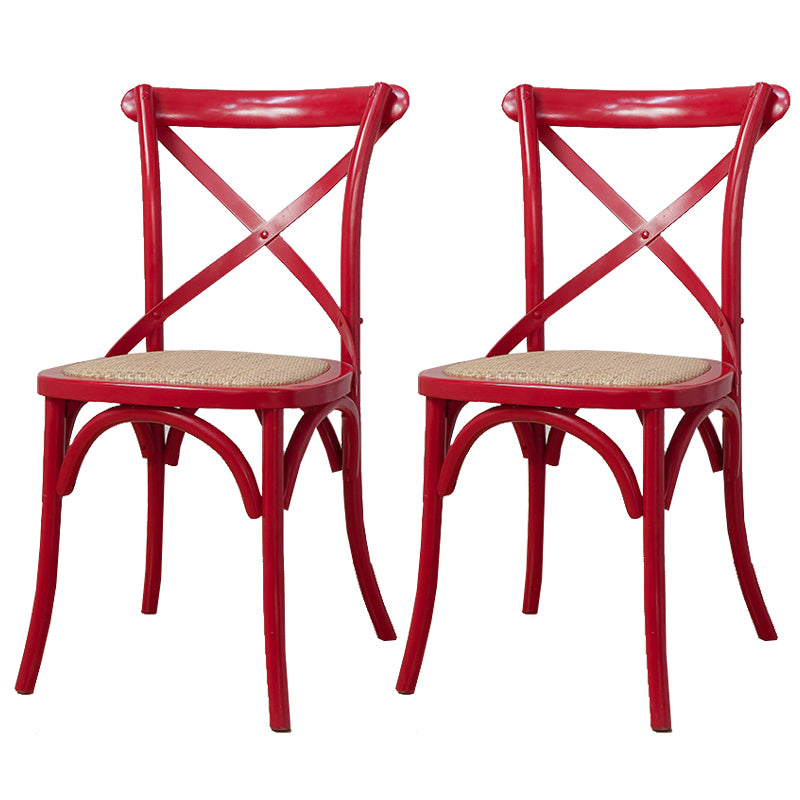Chaises de salle à manger traditionnelles en bois massif, finition mate, chaise latérale à dossier croisé