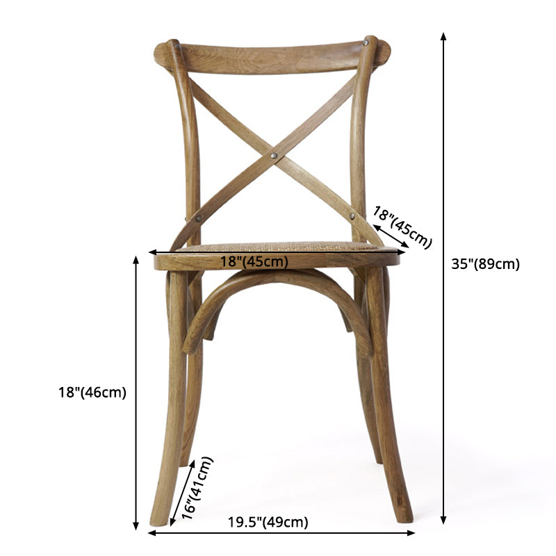 Chaises de salle à manger traditionnelles en bois massif, finition mate, chaise latérale à dossier croisé