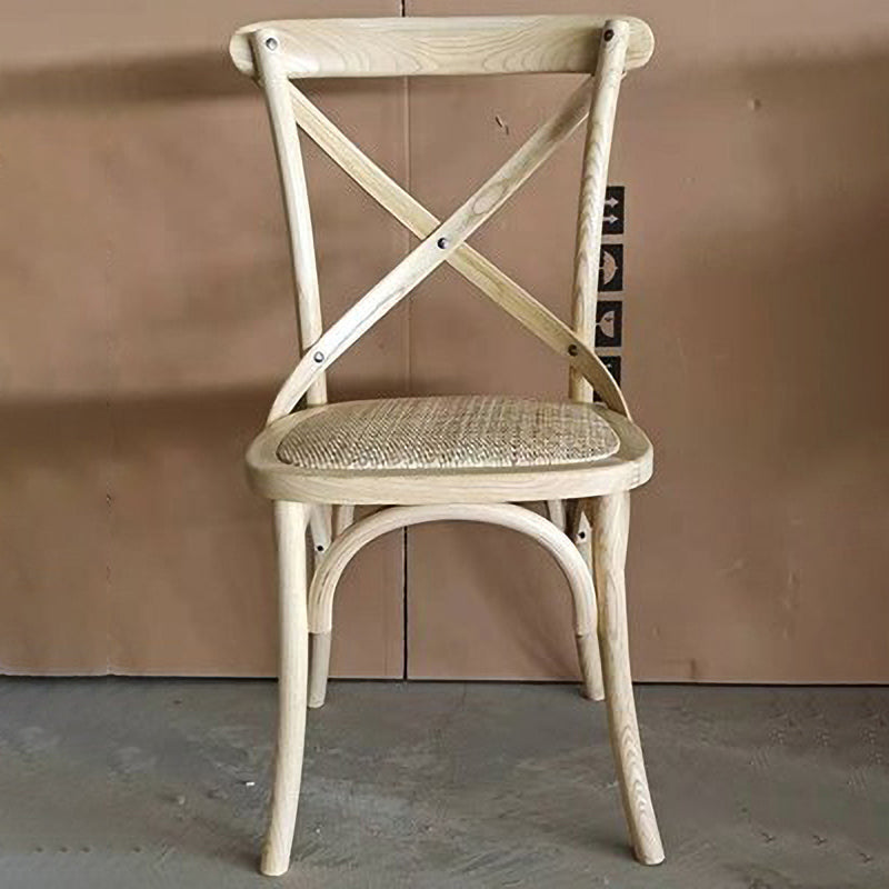 Chaises de salle à manger traditionnelles en bois massif, finition mate, chaise latérale à dossier croisé
