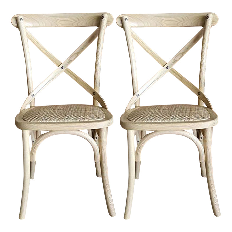 Chaises de salle à manger traditionnelles en bois massif, finition mate, chaise latérale à dossier croisé